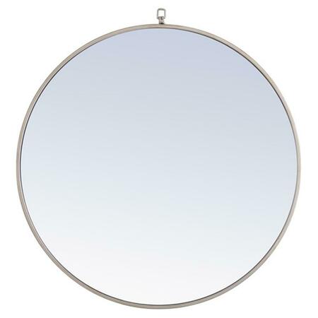 DOBA-BNT 32 in. Eternity Metal Frame Round Mirror with Decorative Hook, Silver SA2957911